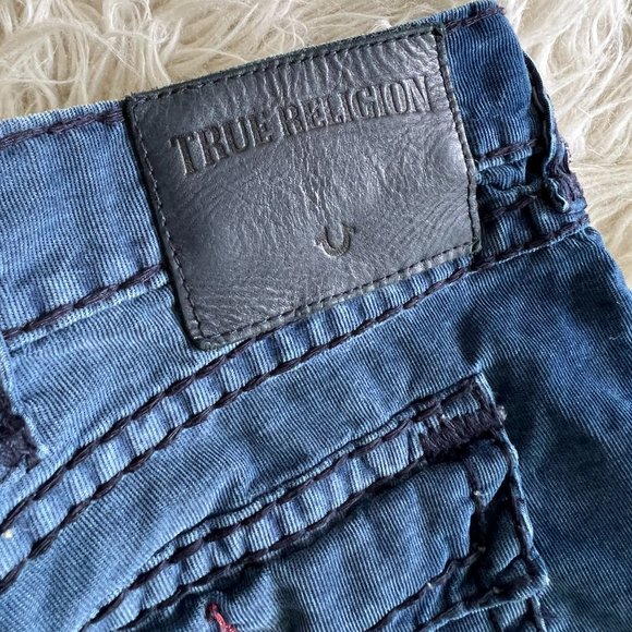 TRUE RELIGION Ricky Flap Super T Corduroys Indigo Blue & Red Pants Size 44 RARE - Picture 4 of 13